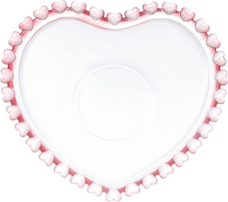 Xícara de Chá de Cristal com Pires Coração Borda Rosa 5