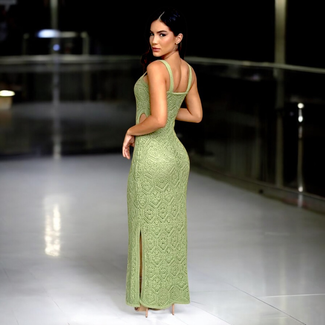 Vestido Tricot Modal Longo Festa de Alça Premium 2