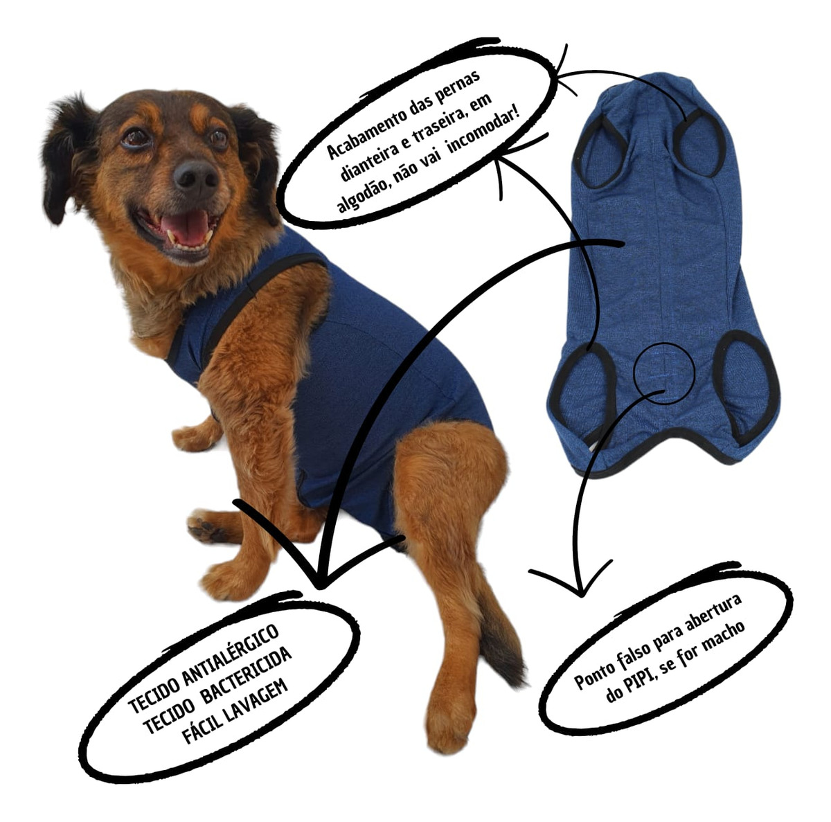 Roupa Protetora Pós-Cirúrgica Pet Macho Fêmea Tam. 00 ao 10 3