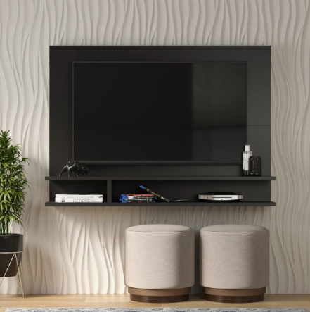 Painel para TV até 50" Quarto/Sala com Nichos e Prateleiras Suspenso 1