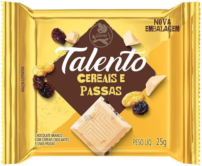 Chocolate Talento Branco com Cereais e Passas 1