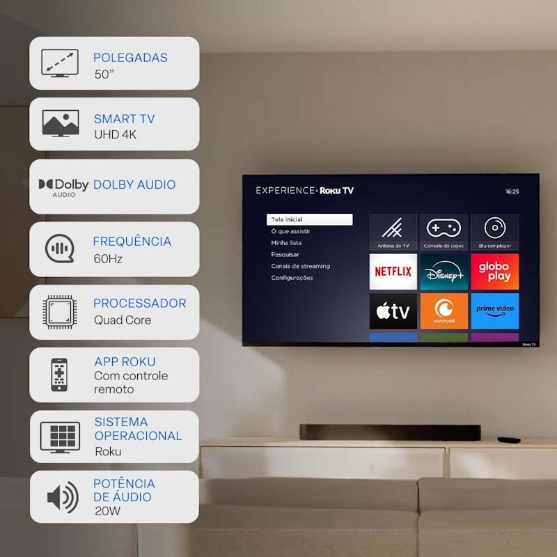 Smart TV 4K 50 DLED Wi-Fi MultiExperience Roku Multi 2