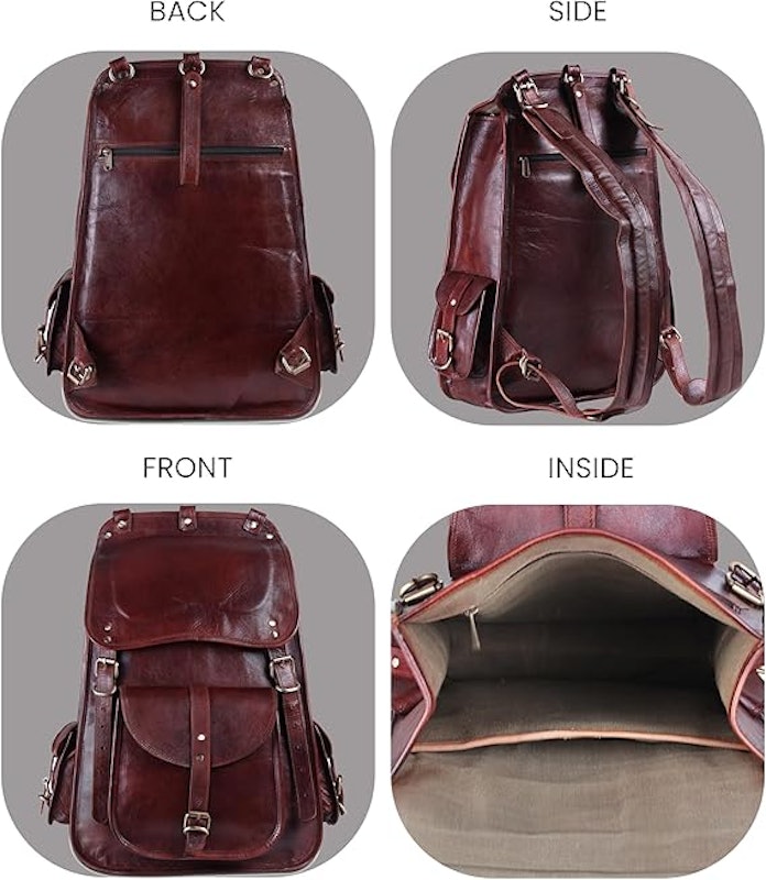Mochila Vintage de Couro de Flor Integral 2