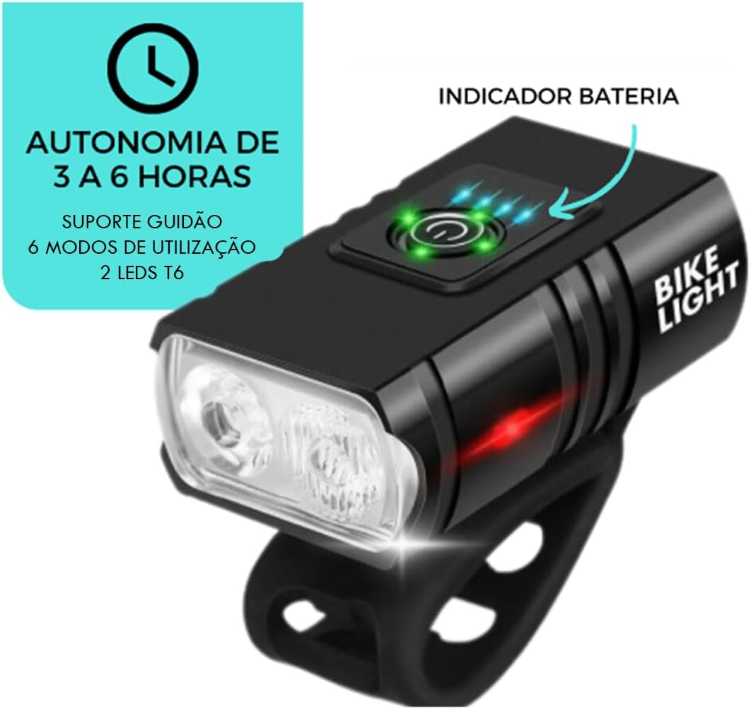 Kit Lanterna de Bike Bicicleta 2 Led Cree T6 3