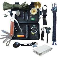 Kit de Sobrevivência Pesca Caça Canivete Lanterna Paracord Pederneira Ferramenta Multifuncional