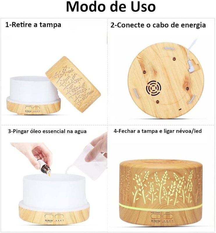 Difusor Aromatizador Ambiente para Óleo Essencial 700 ml 3