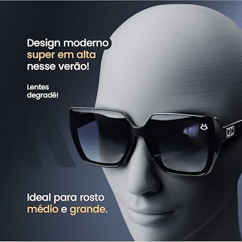 Óculos de Sol Quadrado Original Feminino Proteção UV 4