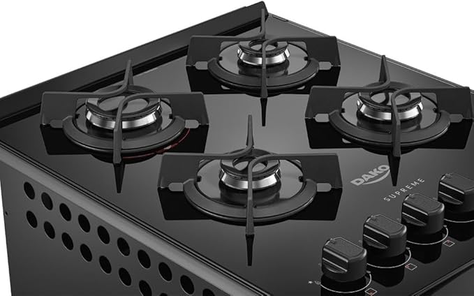 Fogão de Embutir 4 Bocas Preto com Mesa de Vidro Dako Supreme 3