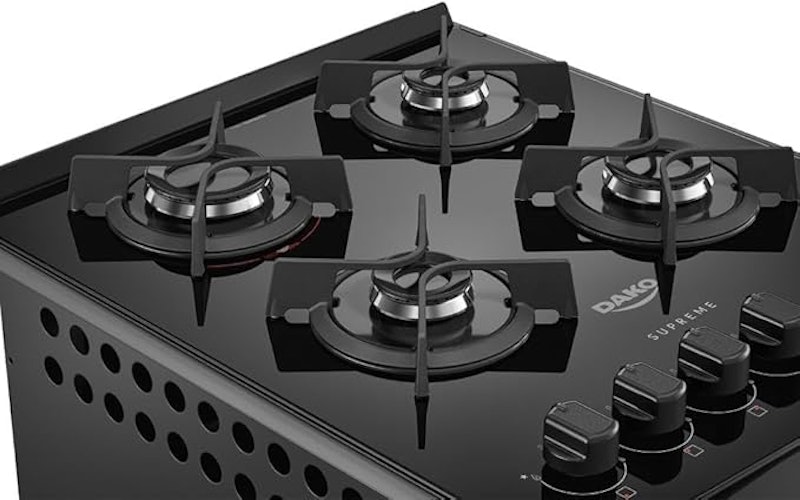 Fogão de Embutir 4 Bocas Preto com Mesa de Vidro Dako Supreme 3
