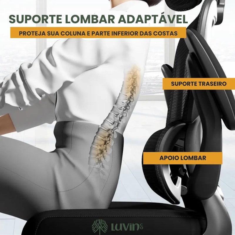 Cadeira Escritório Ergonômica Genebra B500 Luvinco com Suporte Lombar 3