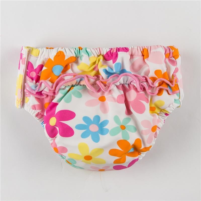 Fralda Piscina Absorvente Reutilizável Bebê Menina 6 Meses (Flores) 3