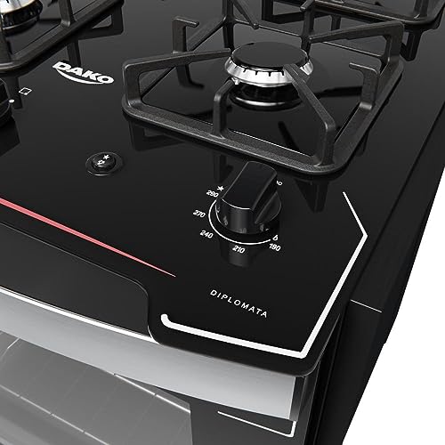 Fogão de Embutir 4 Bocas Preto com Mesa de Vidro Dako Diplomata 3