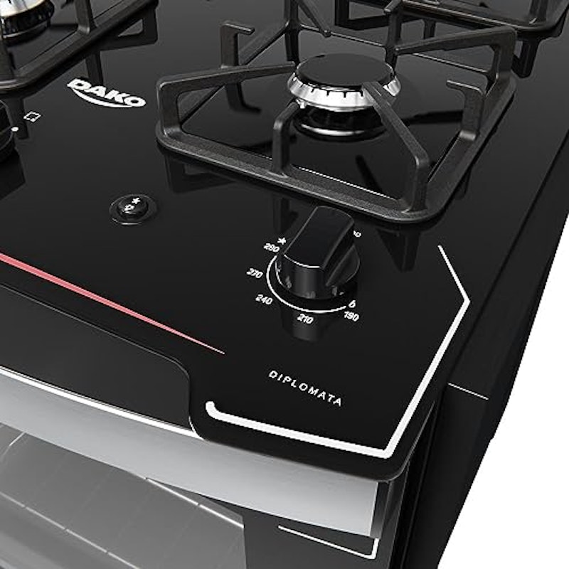 Fogão de Embutir 4 Bocas Preto com Mesa de Vidro Dako Diplomata 3