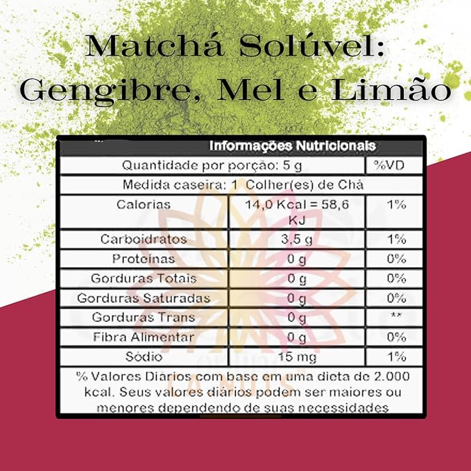Matcha em Pó Solúvel (Gengibre, Mel e Limão) Premium Ca.Nuts 2