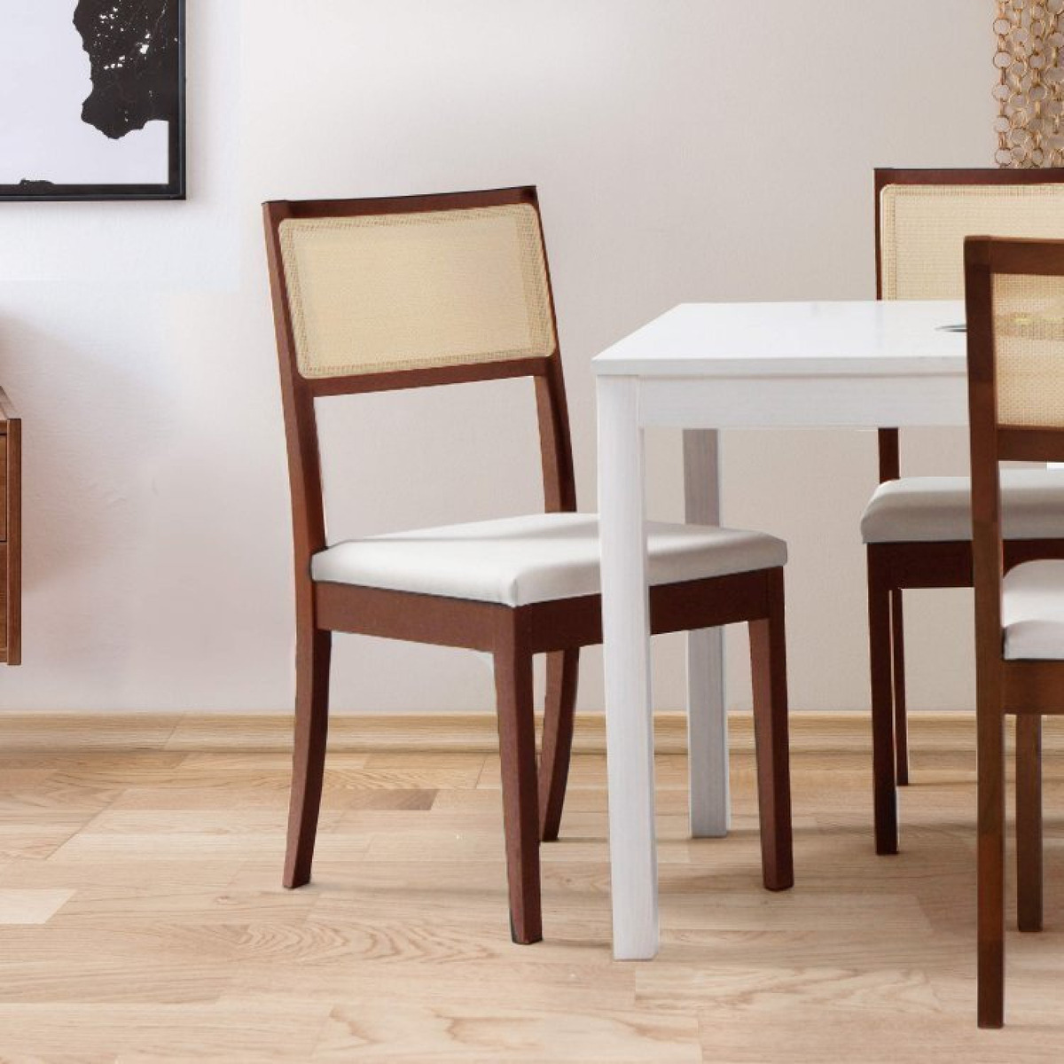 Conjunto de Mesa Extensível Oval Tiê e 4 Cadeiras 3