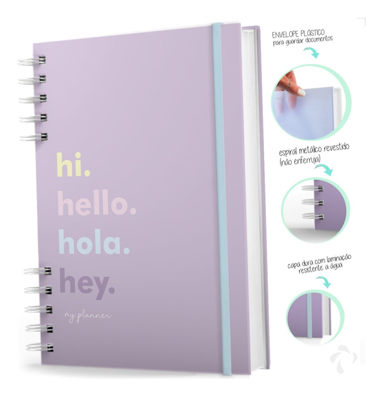 Planner Visão Semanal e Mensal Capa Dura Hi Hello Pink 2