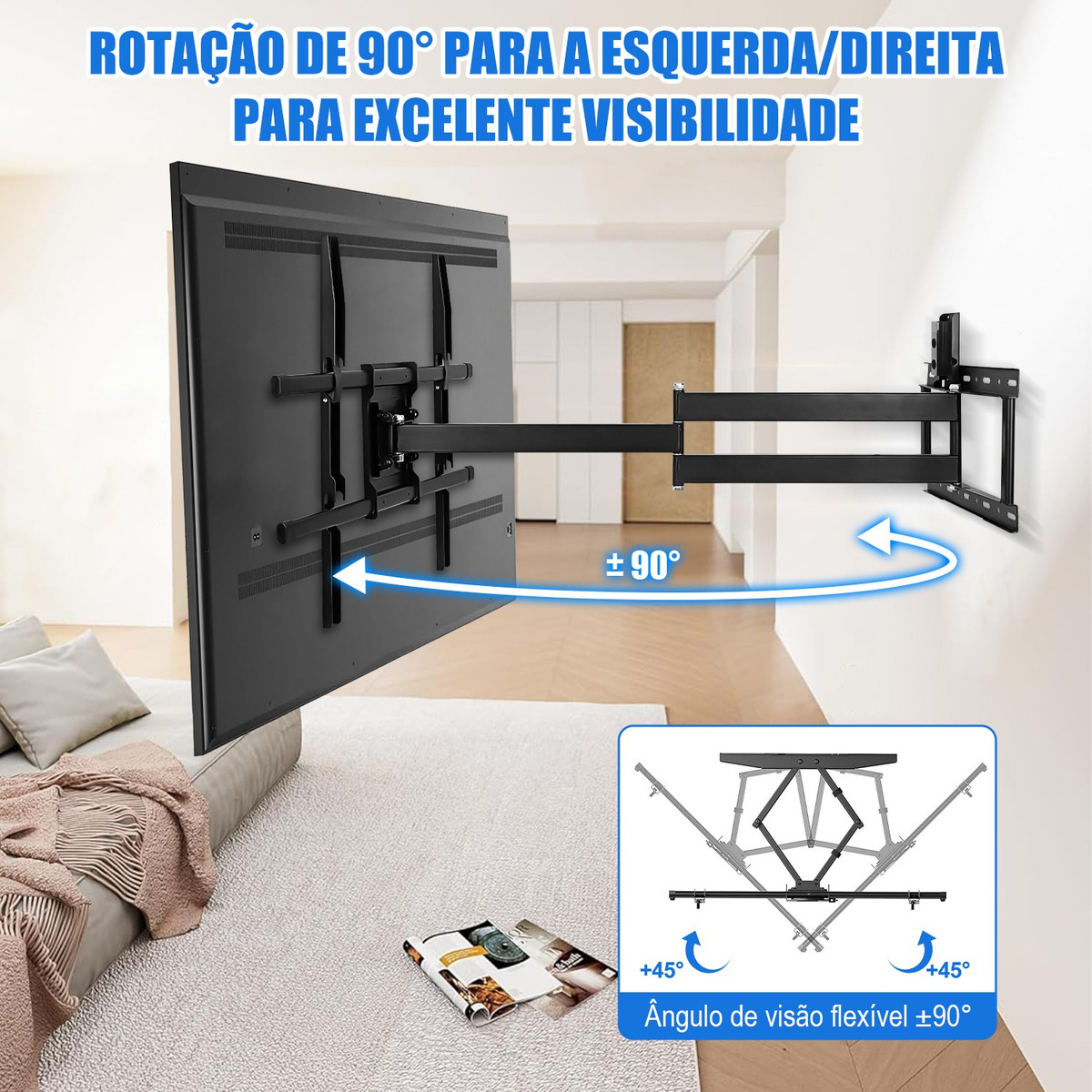 Suporte TV Articulado de Parede com Soquete e Braço Longo 85 cm 3