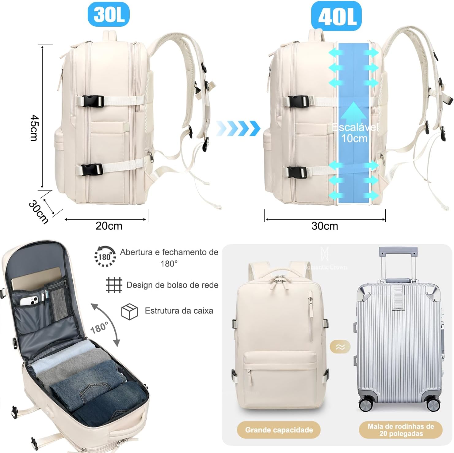 Mochila Viagem Masculina Feminina para Notebook Executiva Romantic Crown 2