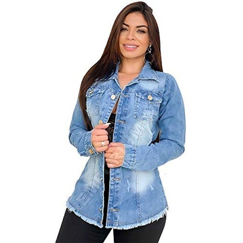 Max Jaqueta Jeans Feminina Destroyed 1