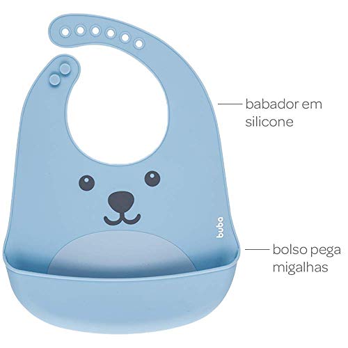 Babador de Silicone com Pega Migalhas Gumy Azul 2