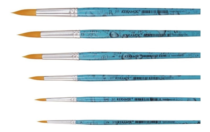 Kit Pincel Aquarela Artesanato Keramik Redondo Série 311 - 6 Unidades 5