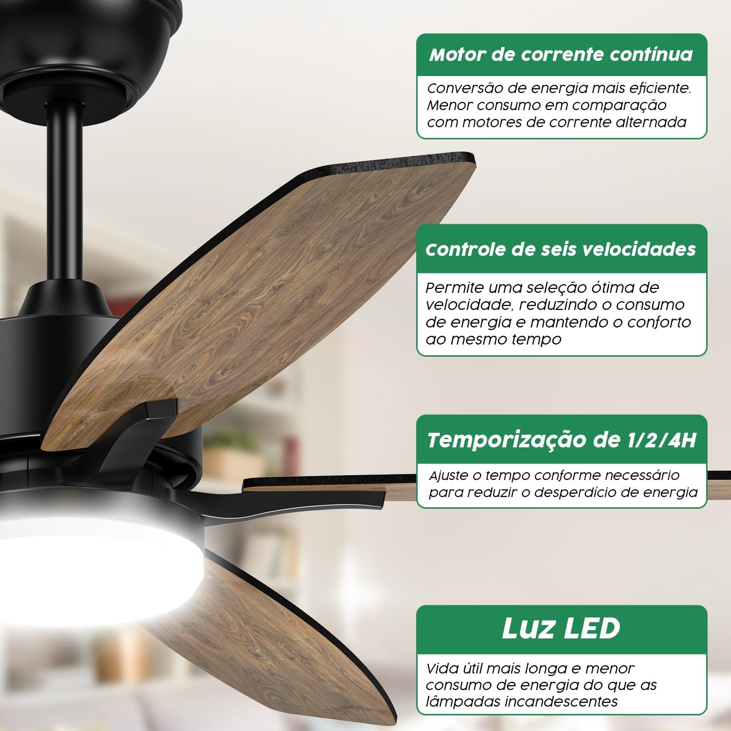 Ventilador de Teto com Luz LED e Controle Remoto Airwit 4