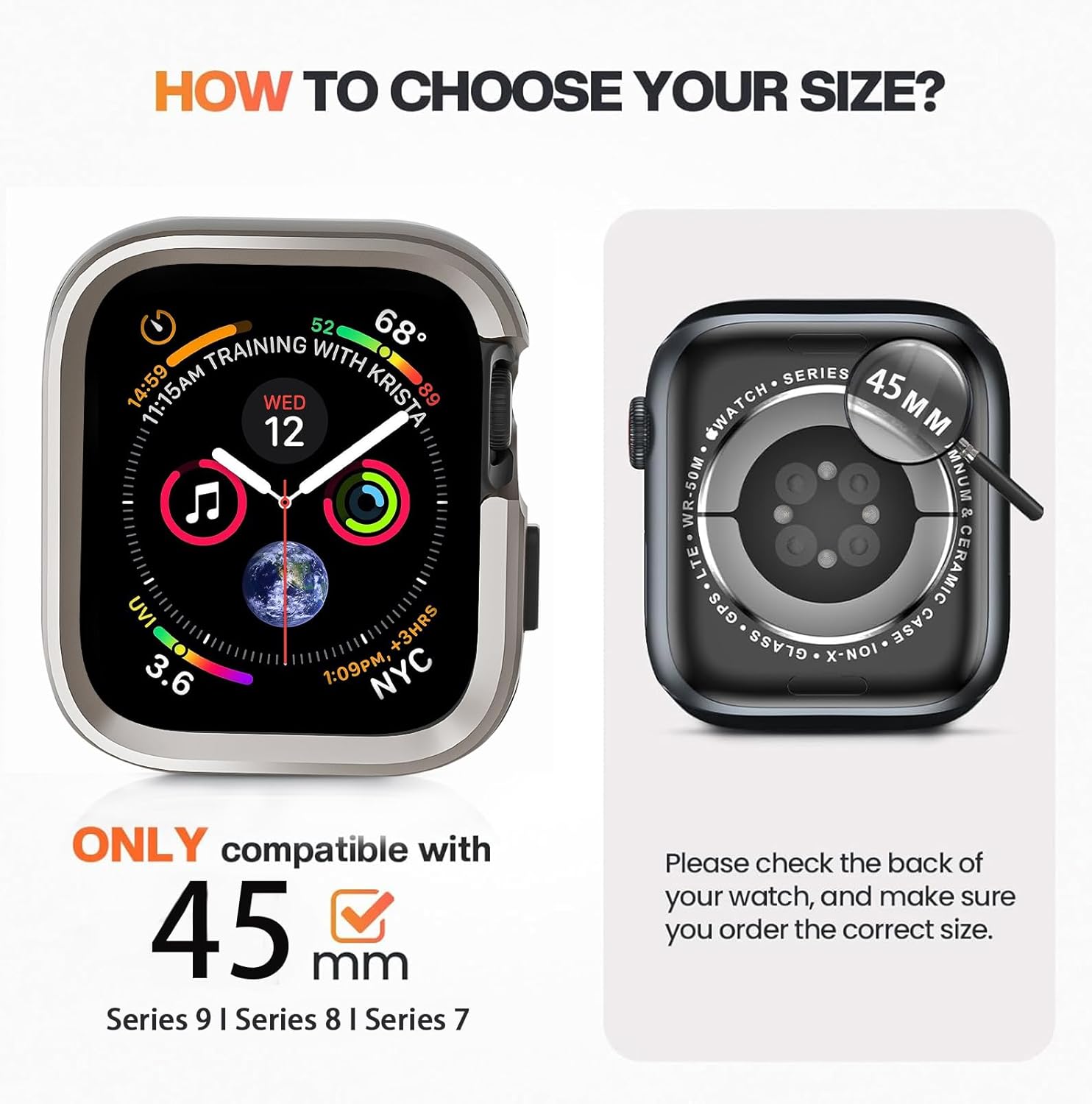Capa Protetora de Metal para Apple Watch Series 9 8 7 2