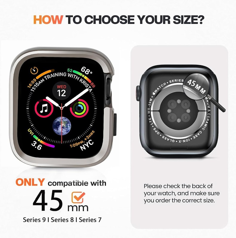 Capa Protetora de Metal para Apple Watch Series 9 8 7 2