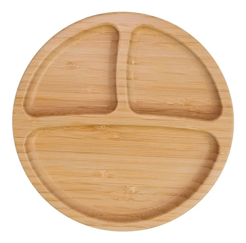 Prato de Bamboo com Divisória e Ventosa 1