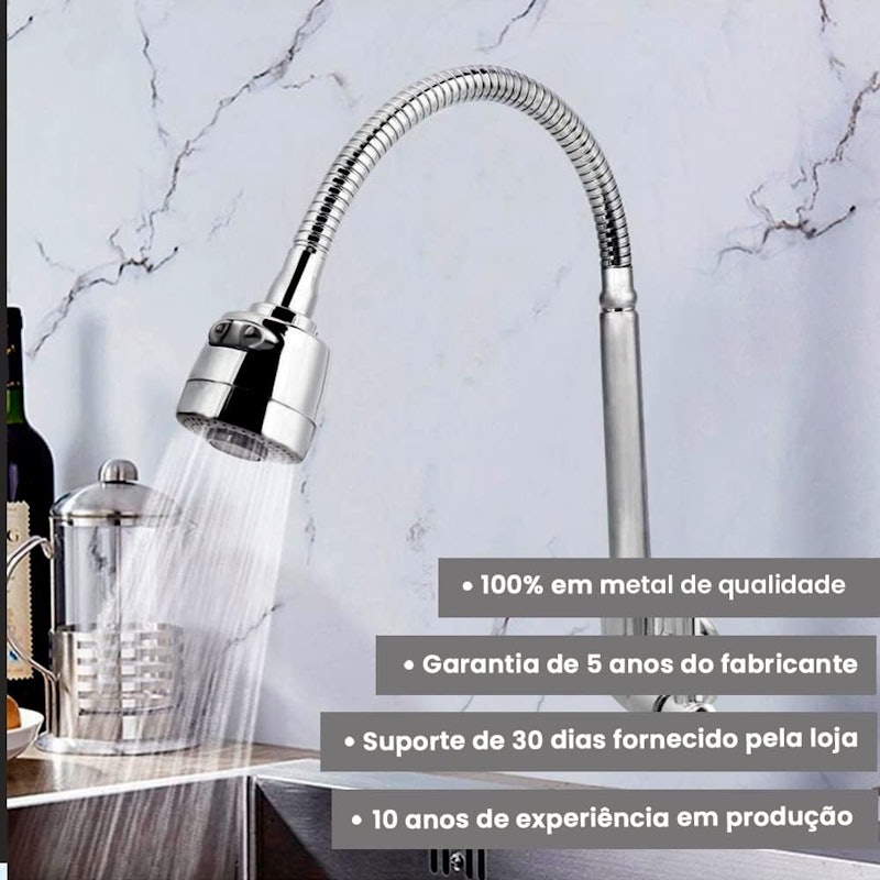 Torneira para Cozinha Gourmet com Tubo Flexível para Parede 3