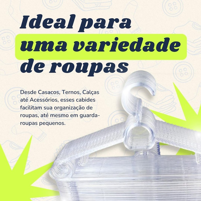 Kit 20 Cabides Acrílicos Transparentes 3
