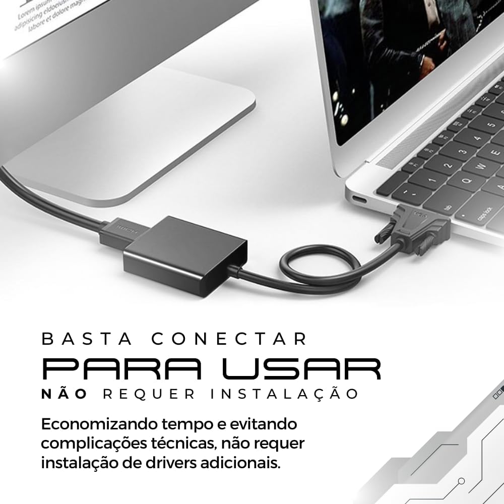 Cabo Adaptador HDMI para VGA com Saída de Áudio P2 3