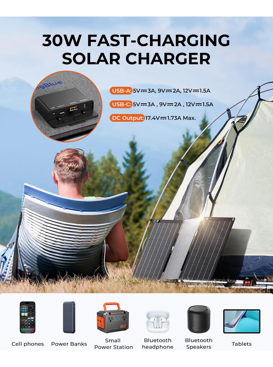 BigBlue Carregador de Painel Solar 21 W 2