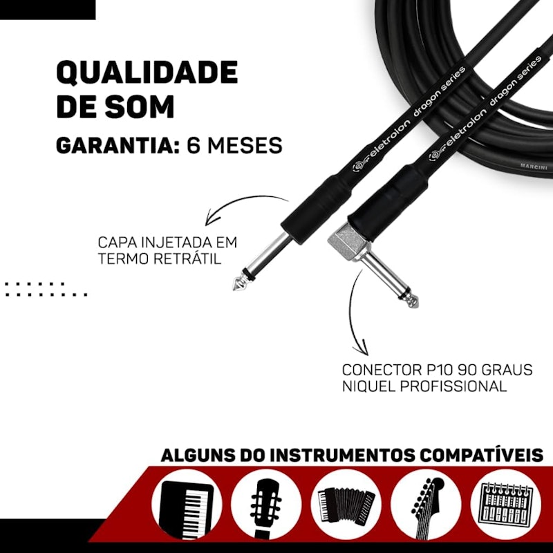 Cabo P10 / P10 Eletrolon Mono 3 m 2