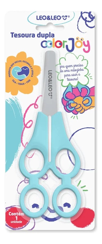 Tesoura Escolar Dupla Tandem Color Joy 1