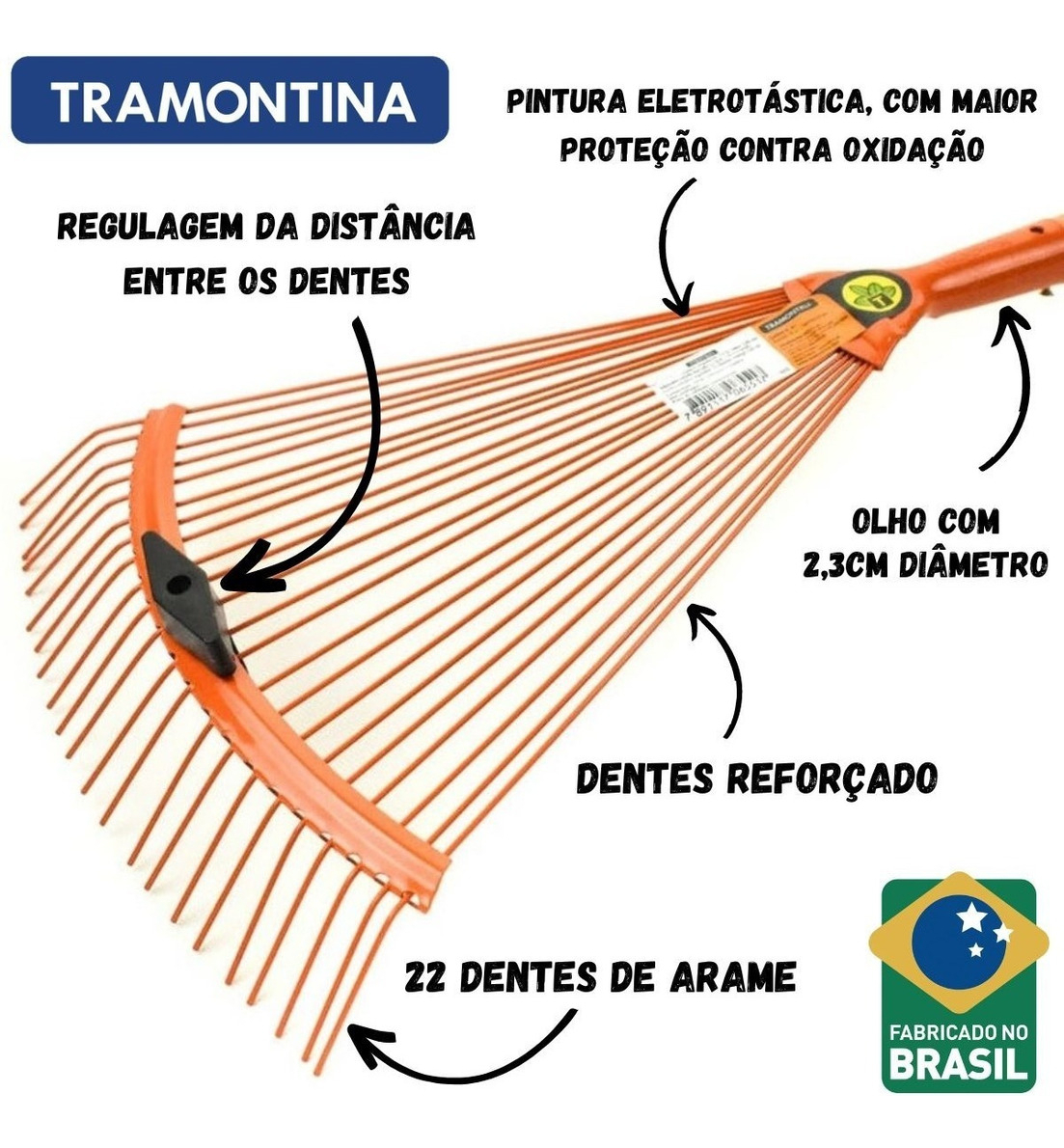 Vassoura Metálica Regulável Tramontina com 22 Dentes Modelo Arame sem Cabo 3