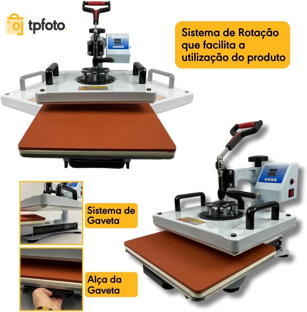 Prensa Térmica 12 em 1 com Gaveta para Sublimação DTF e Transfer 3