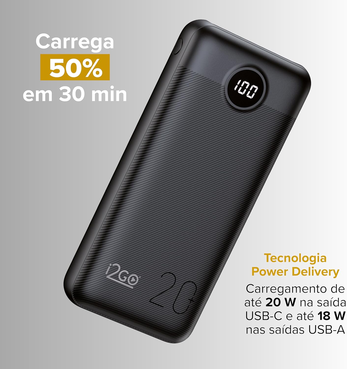 Carregador Portátil (Power Bank) Ultra Rápido 20000 mAh Power Delivery 2