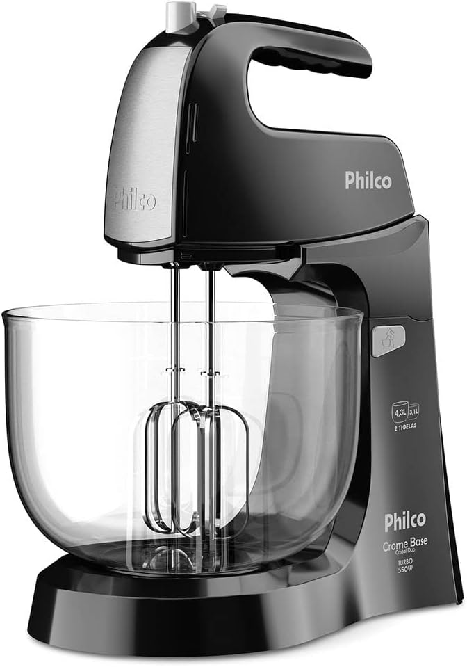 Batedeira Philco Crome Base Cristal Duo Turbo 2