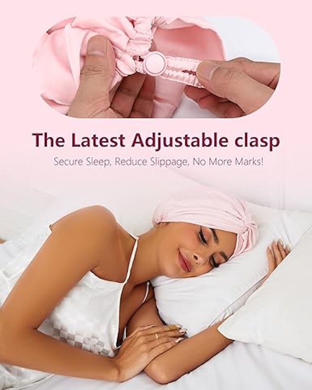 Touca Ajustável de Cetim de Seda para Dormir 5