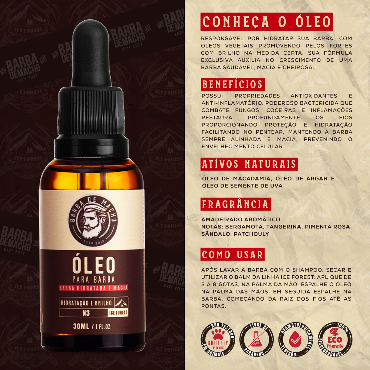 Kit Básico para Barba, Shampoo, Balm e Óleo 4