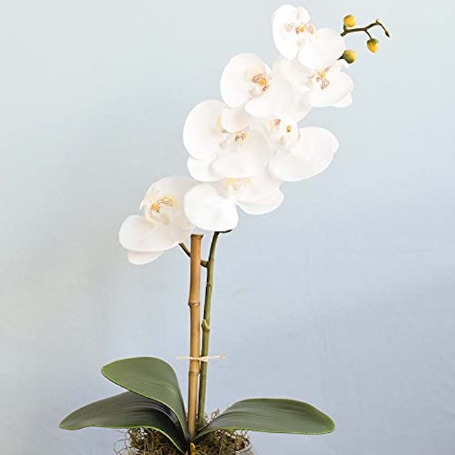 Arranjo de Orquídea Artificial Branca Vaso Rose Gold 2