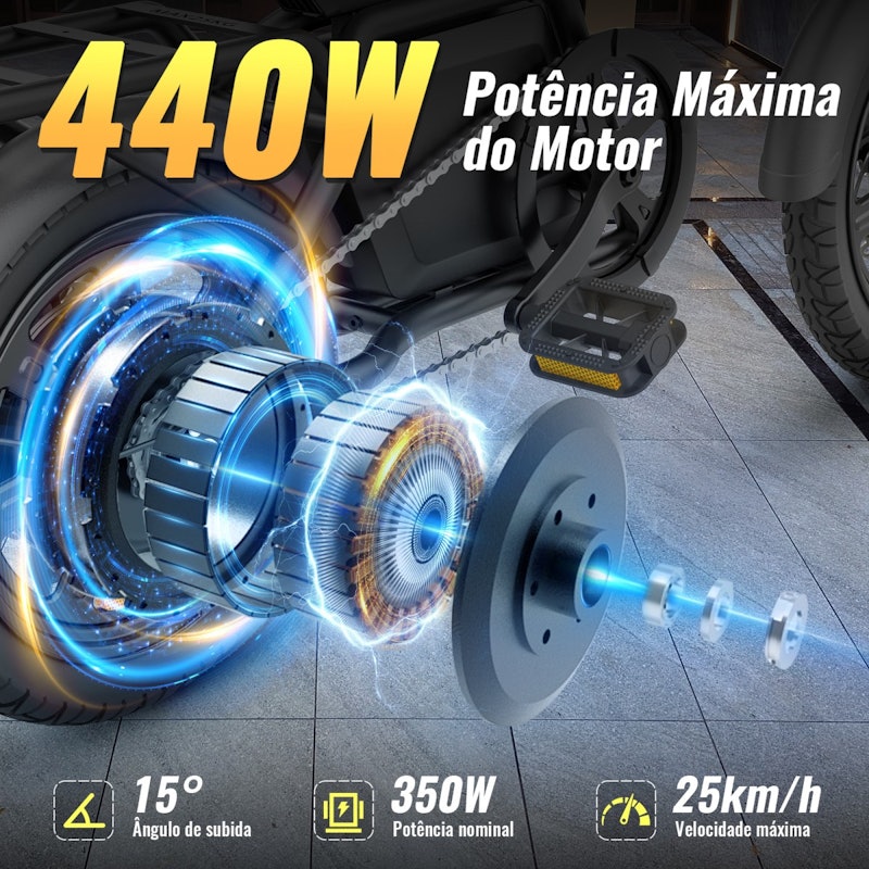 Honey Whale B20 Bicicleta Elétrica Adulto 440 W 35 km 25 km/h 2
