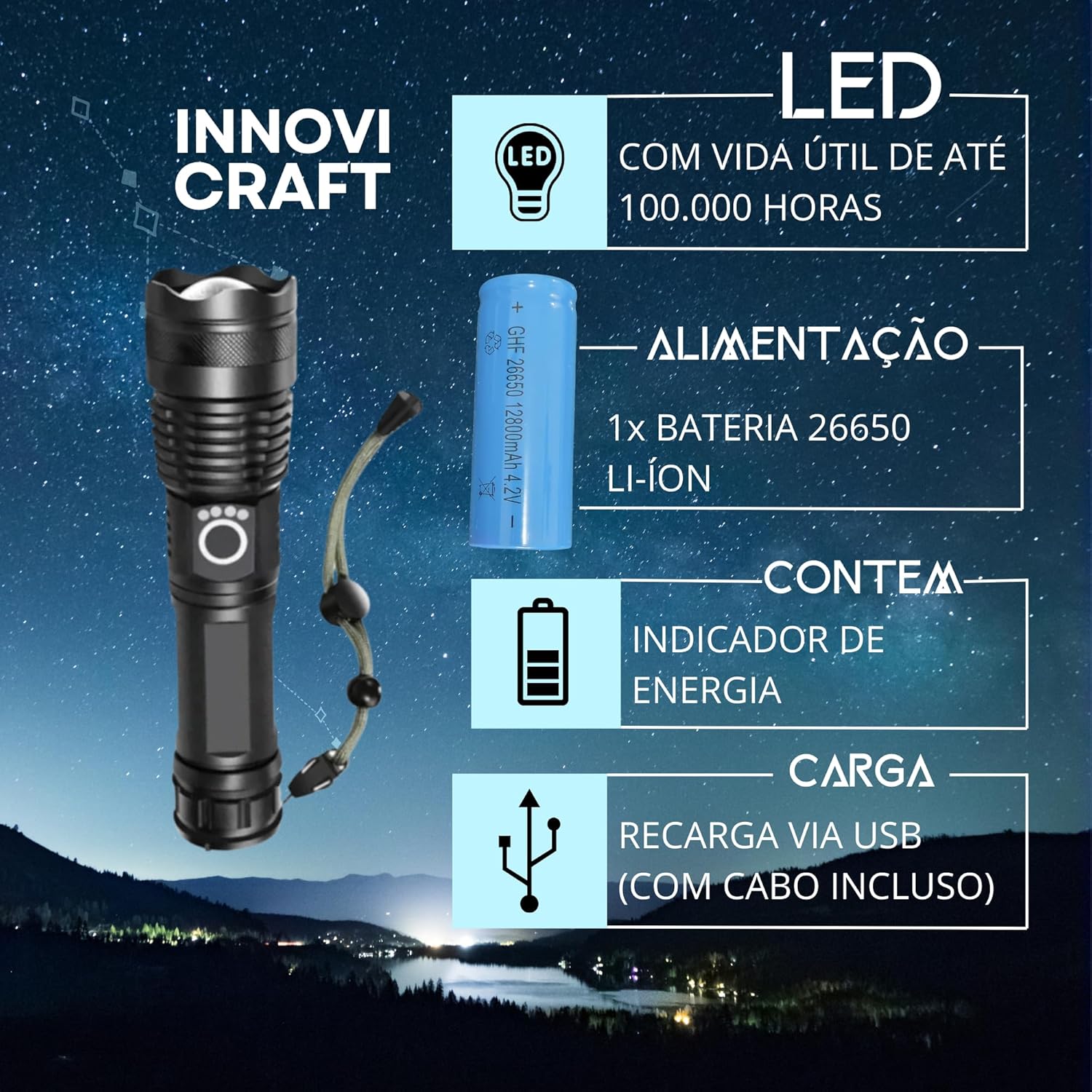 Lanternas de LED Recarregável T9 4
