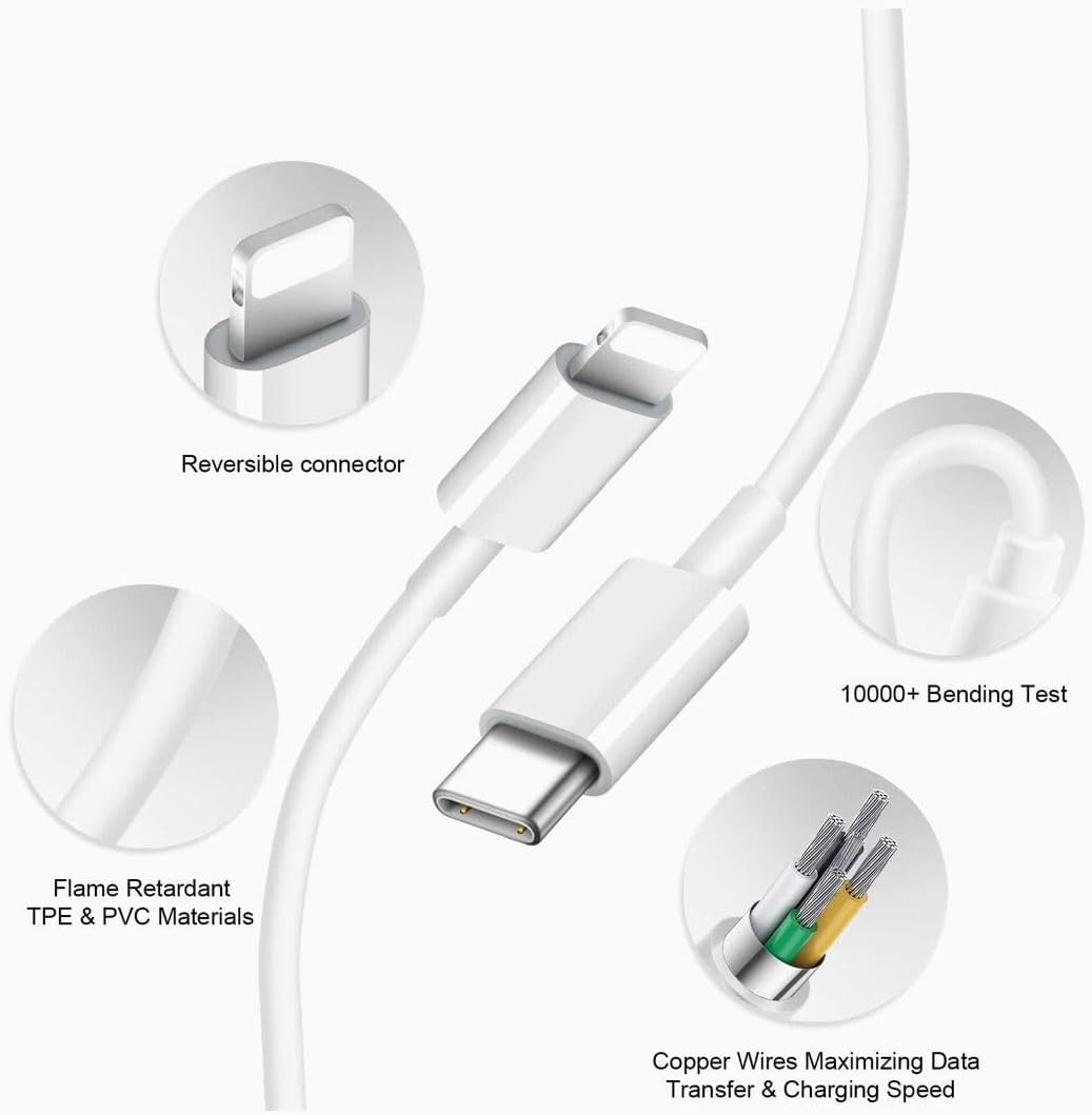 Cabo de Carregador de iPhone Fast/Carga Rápida USB-C Lightning Thecoopidea 4