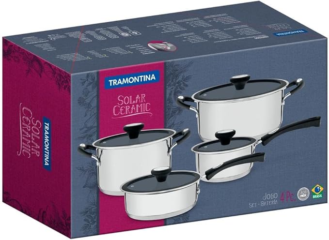 Jogo de Panelas Tramontina Solar Ceramic em Aço Inox 4 Peças 5