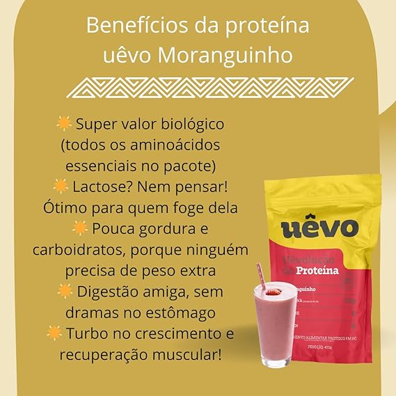 Proteína Uêvo 420 g Morango 3