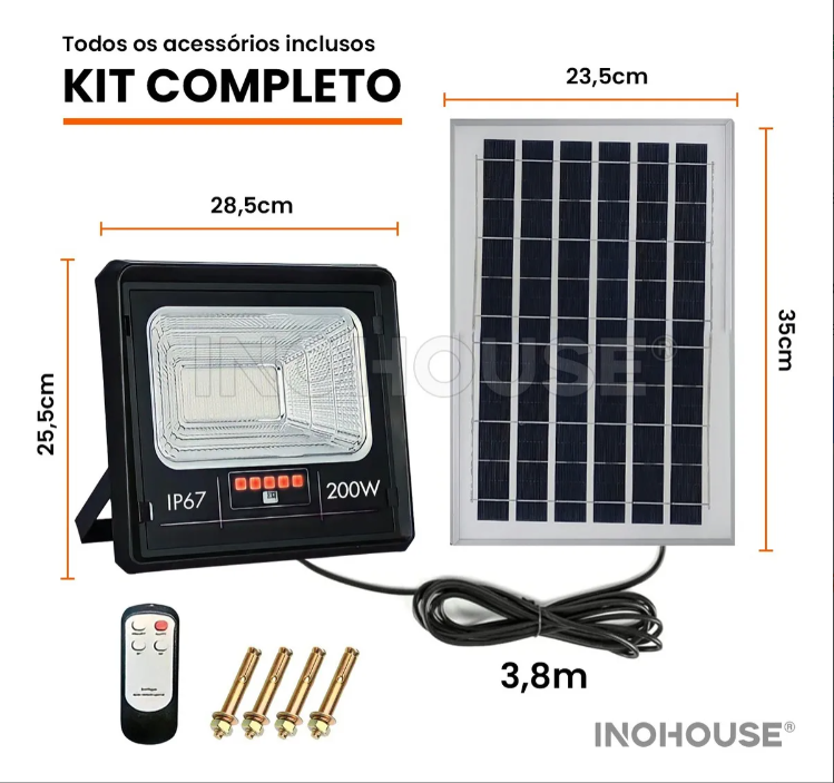 Holofote Solar Refletor 200 W Prova D’água 3