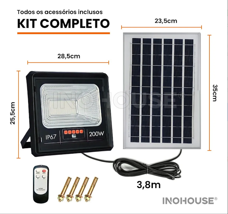 Holofote Solar Refletor 200 W Prova D’água 3