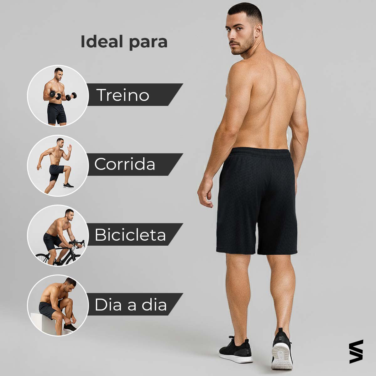 Kit 3 Shorts Masculinos Básicos Bermuda Fitness 4